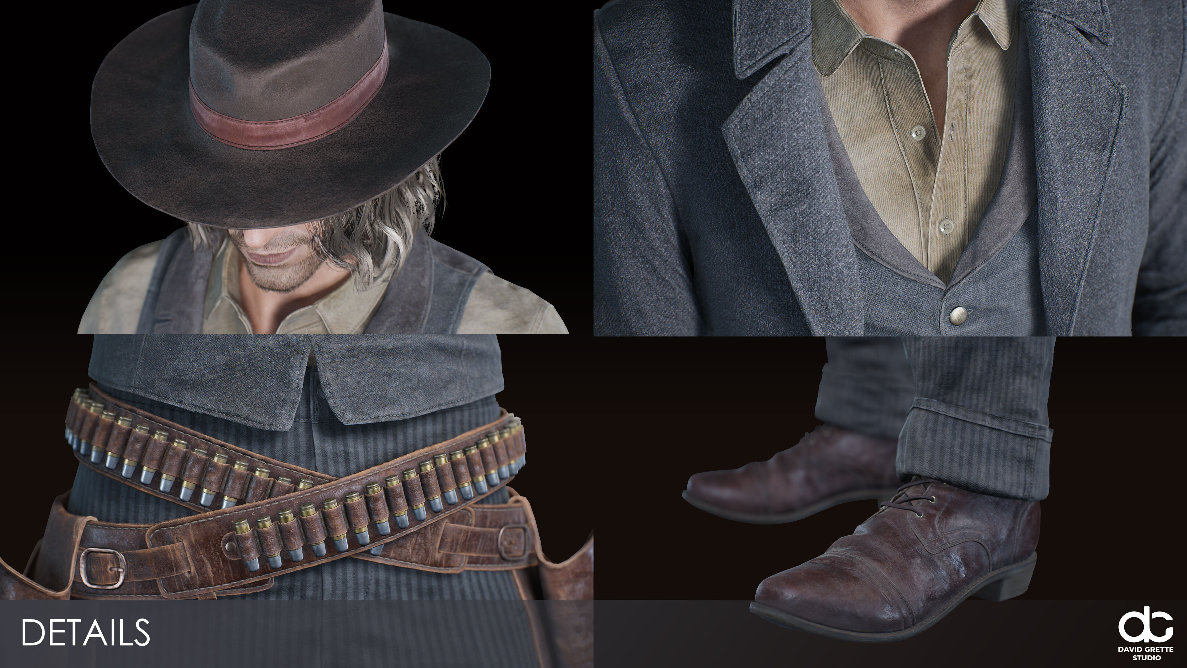 Western Character Harry - Survival Shooter Cowboy Man Low-poly 3D model_6