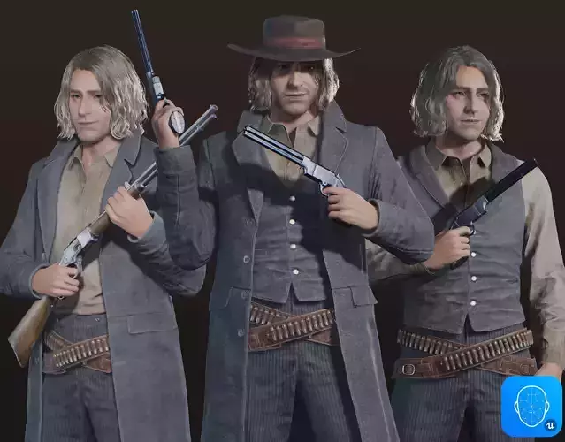 Western Character Harry - Survival Shooter Cowboy Man Low-poly 3D model