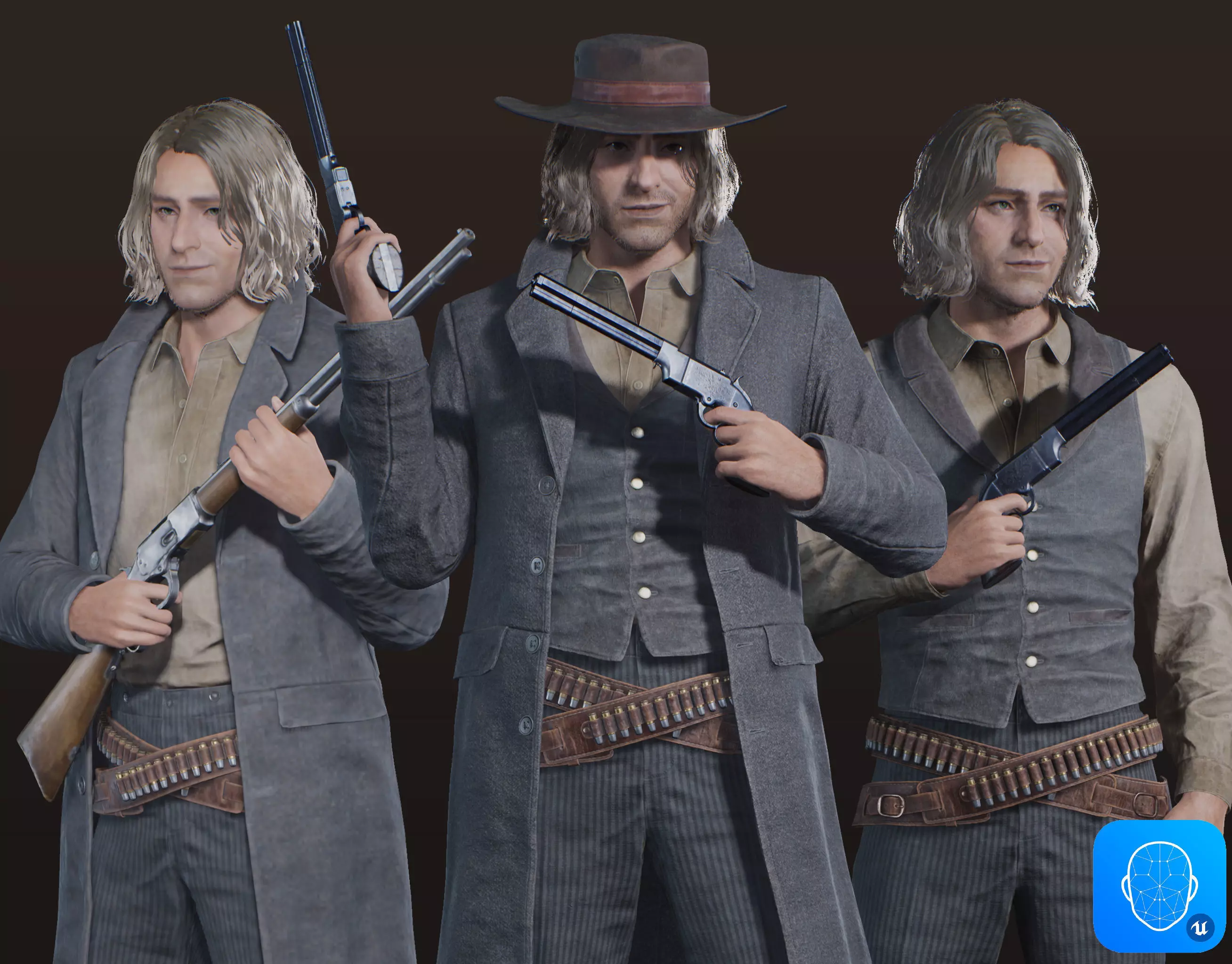 Western Character Harry - Survival Shooter Cowboy Man Low-poly 3D model_0