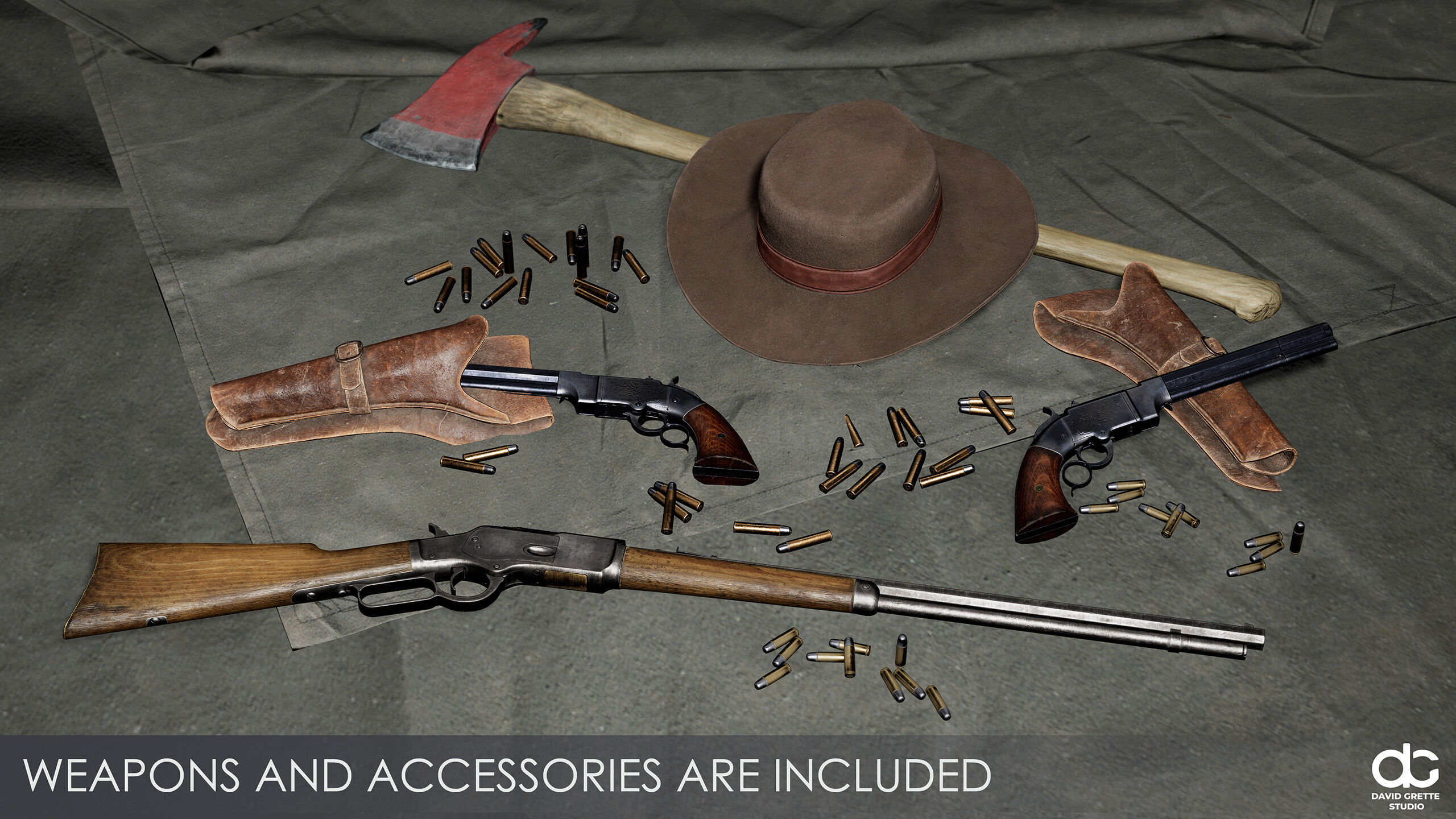 Western Character Harry - Survival Shooter Cowboy Man Low-poly 3D model_10