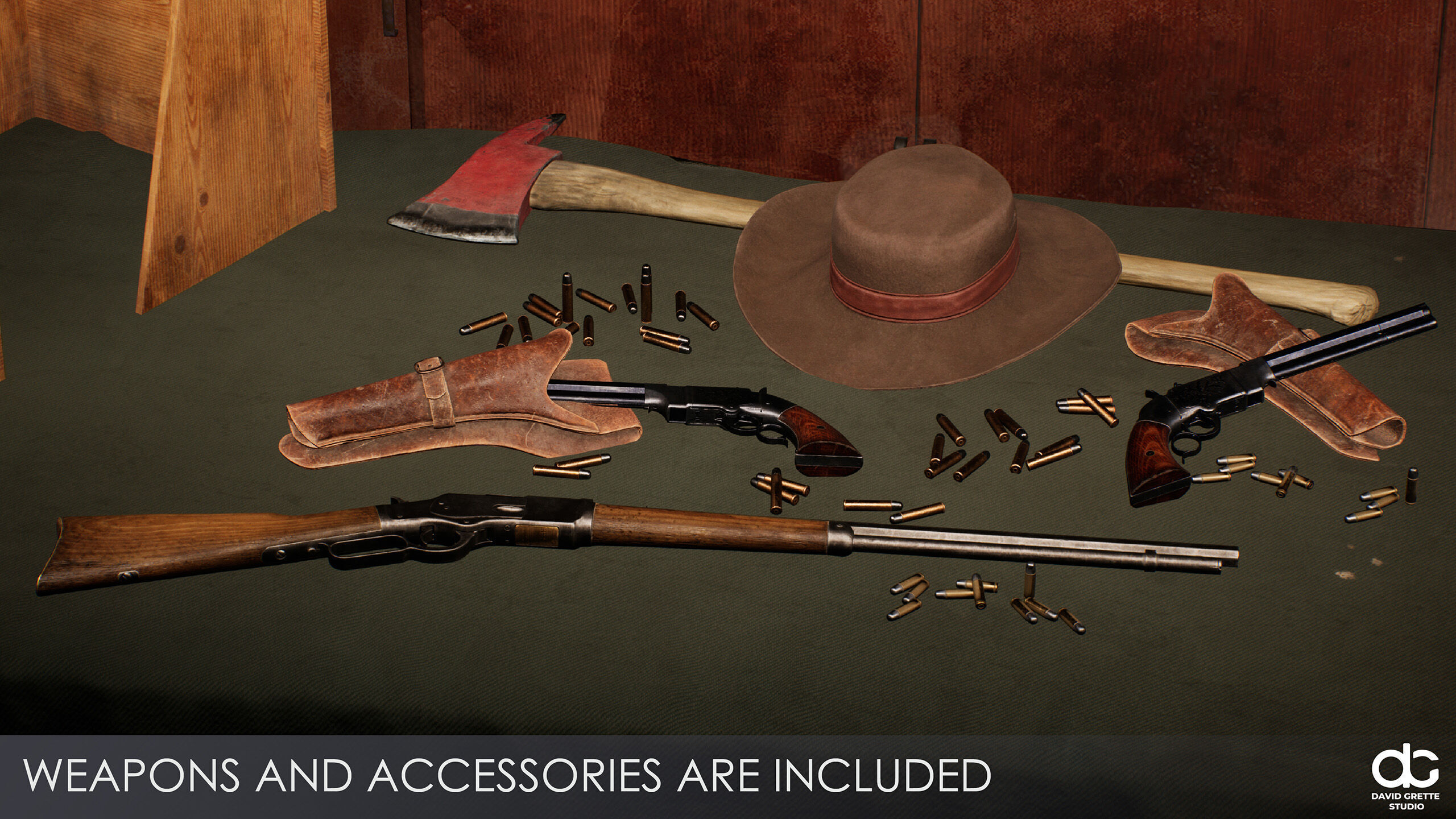 Western Character Harry - Survival Shooter Cowboy Man Low-poly 3D model_24