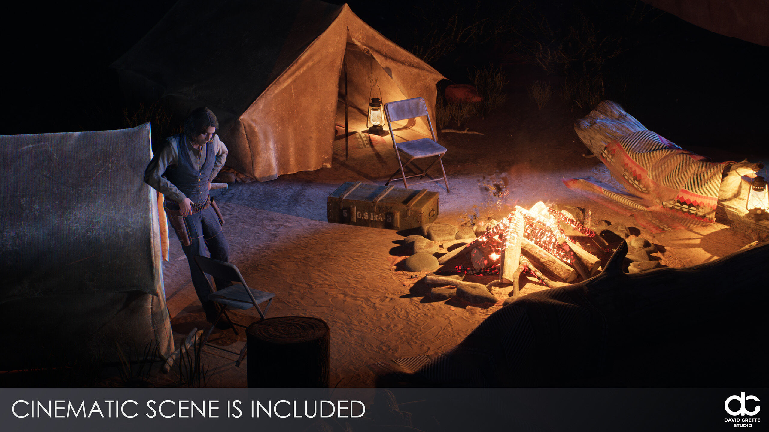 Western Character Harry - Survival Shooter Cowboy Man Low-poly 3D model_7