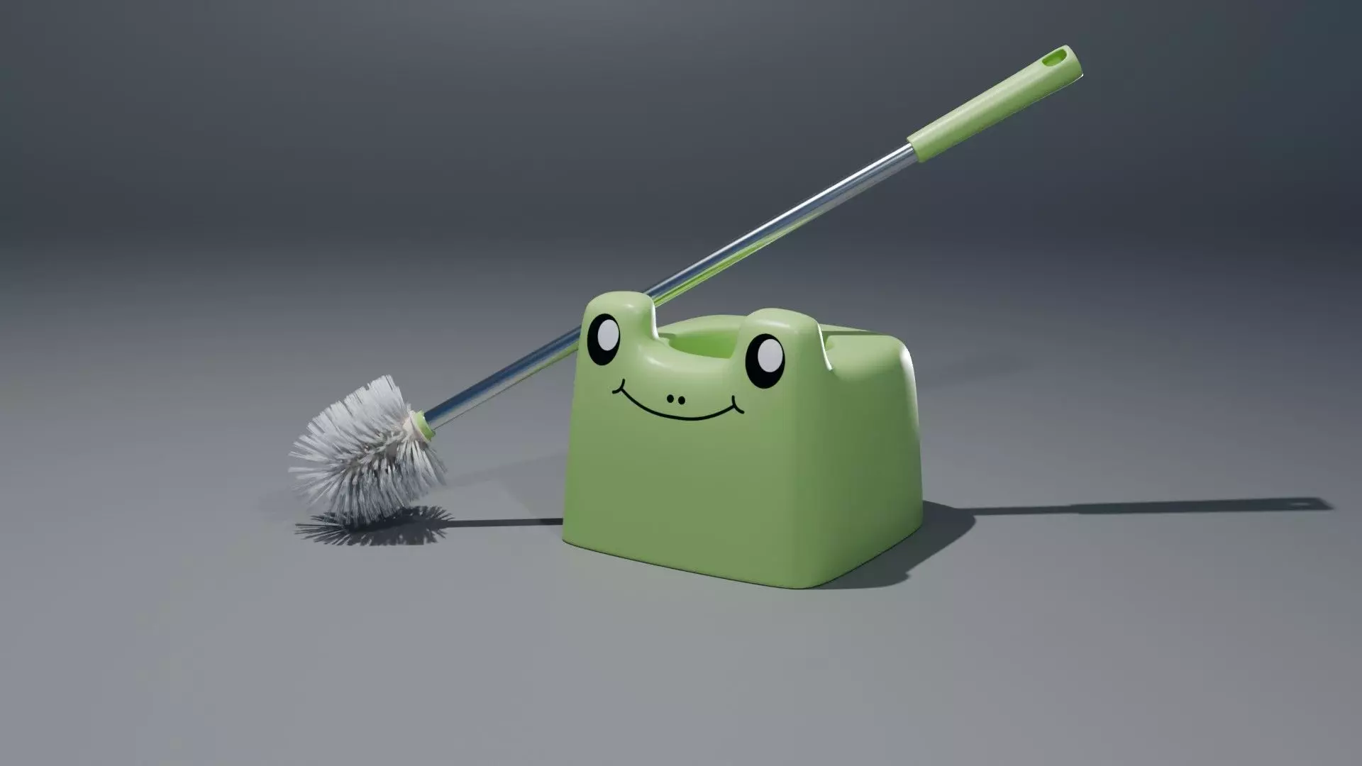 Cartoon Froggy Toilet Brush and Holder Low-poly 3D model