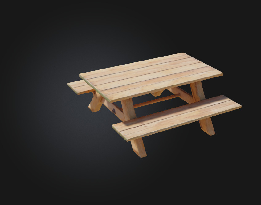 wooden picnic table 3D model_1