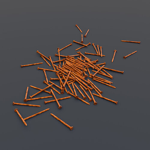 Scattered rusty nails 3D model