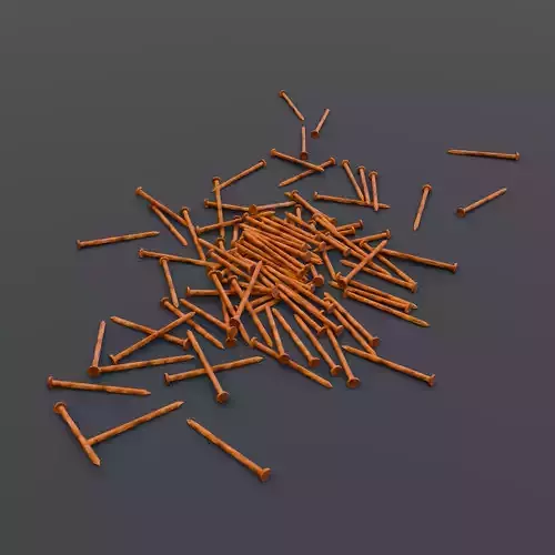 Scattered rusty nails