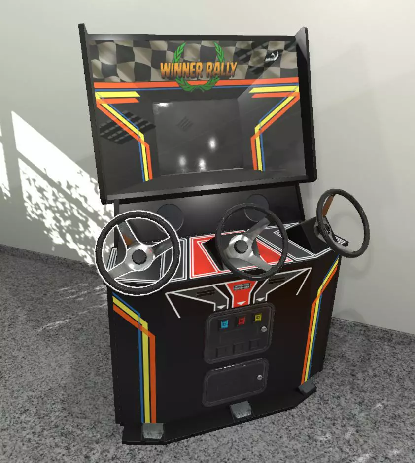 90s Arcade Racing Game Machine Low-poly 3D Model Low-poly 3D model_0