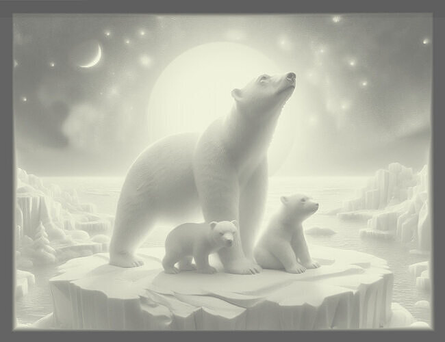 Polar bear with cubs 3D print model