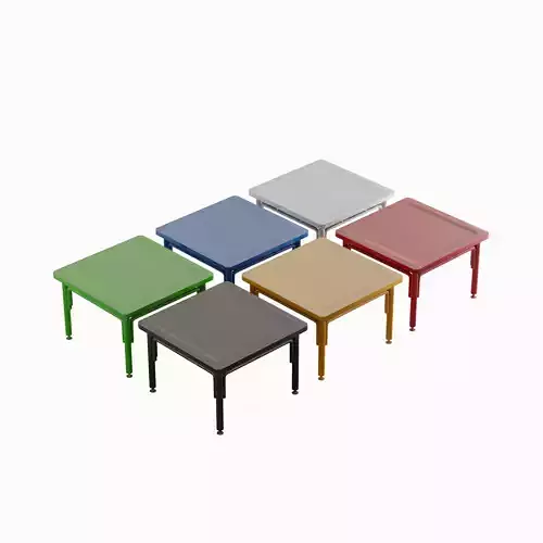 Steel Table Colored Set Low-poly 3D model