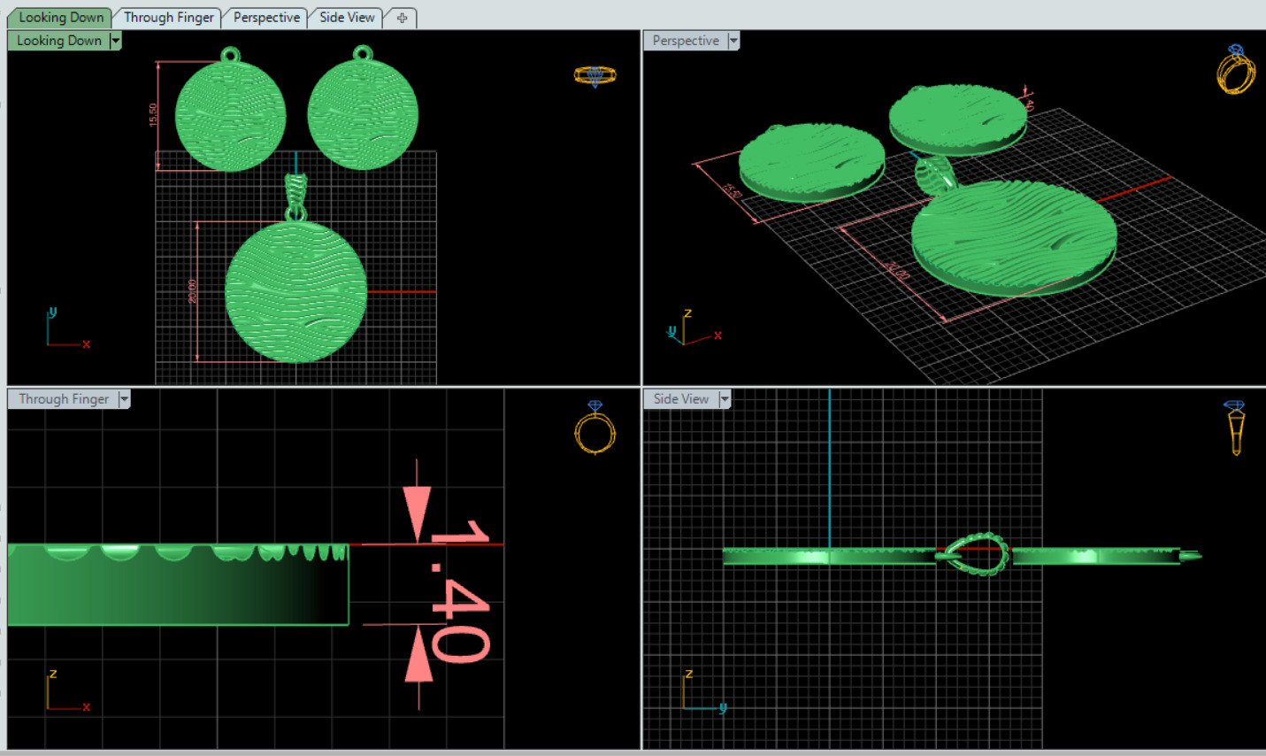 Ocean Wave Pendant Set 3D print model_3
