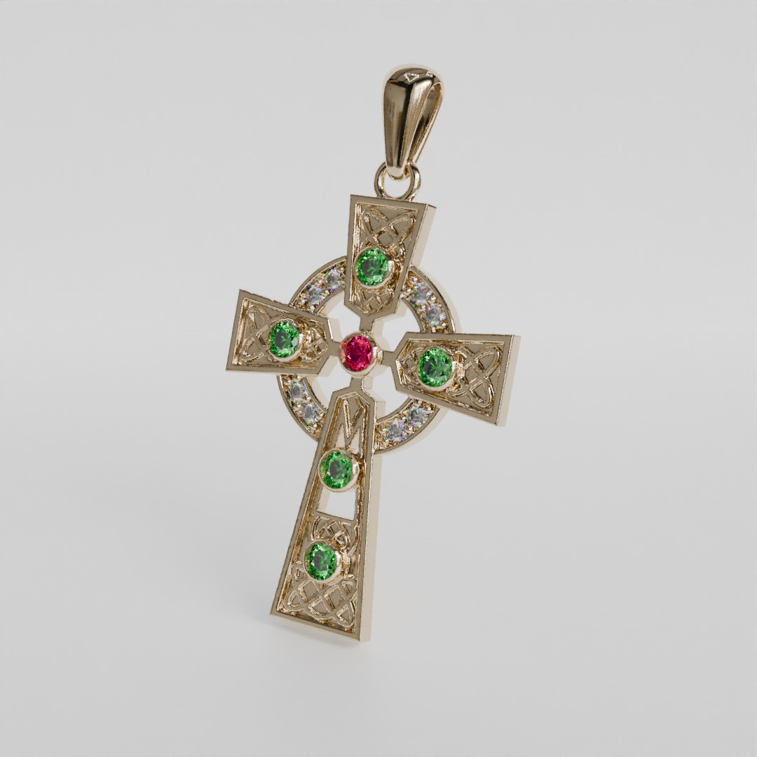pendant cross with links 3D print model_5