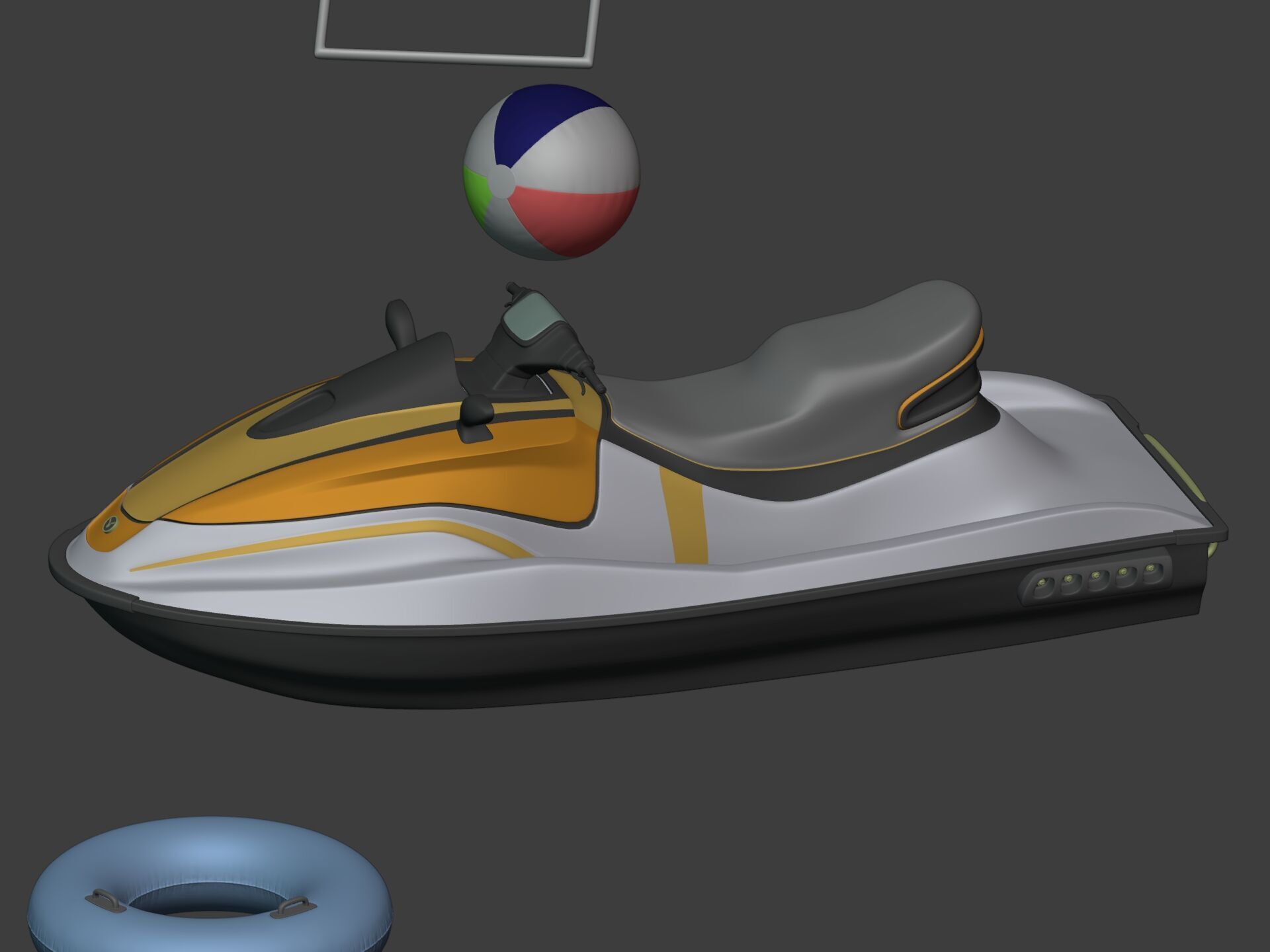 Summer Pack -- Umbrella Chair Jet-ski Pedal Boat Swim Ring Ball 3D model_13