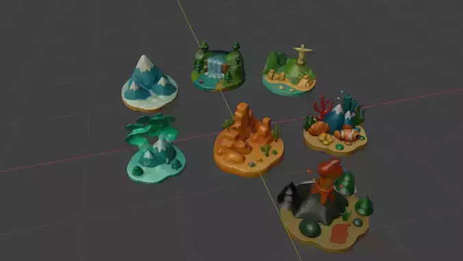 Diorama set - Seven natural wonders of the world 3D print model