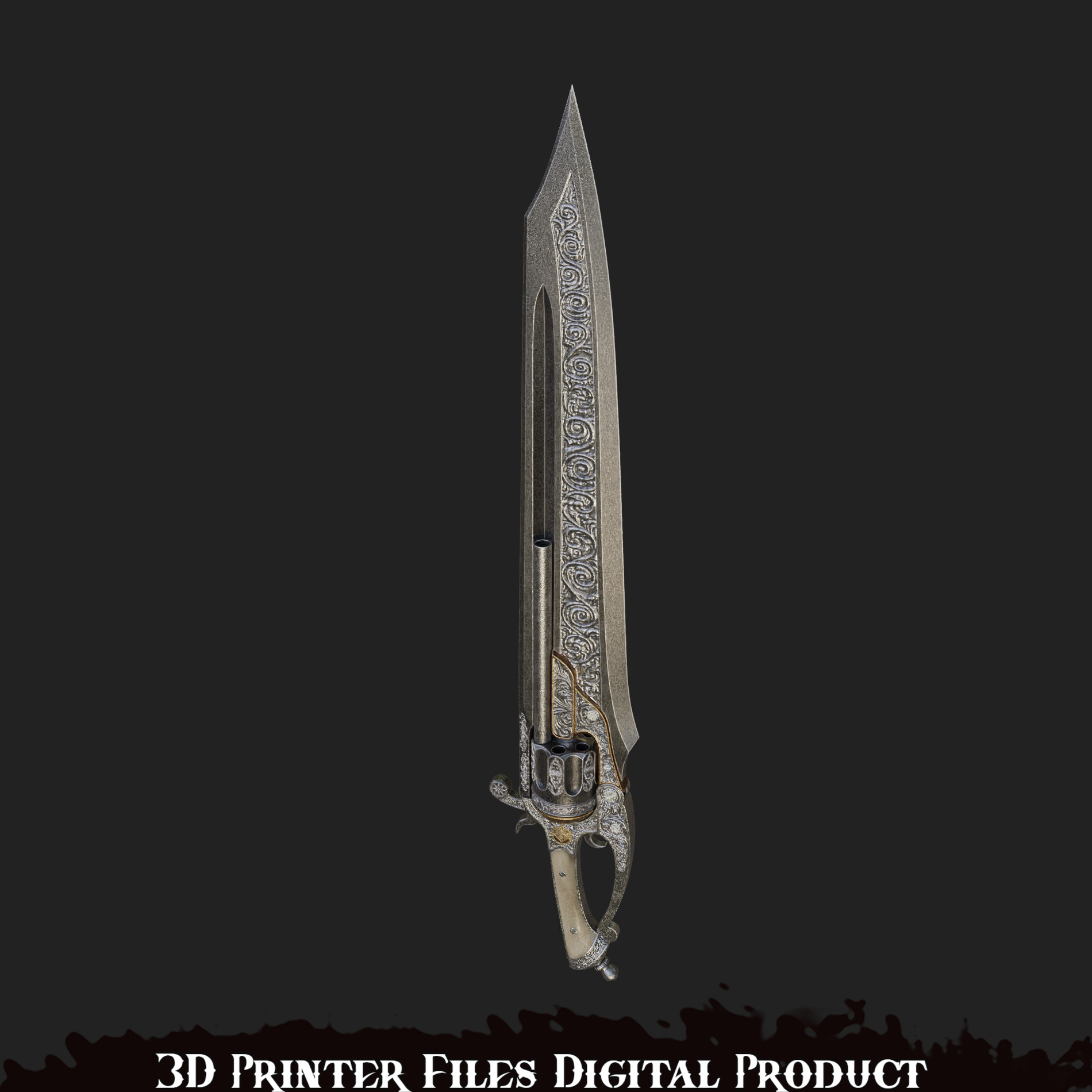 Fantasy Pale Knight Pinocchio Cosplay Gunblade Lies of P 3D print model_4