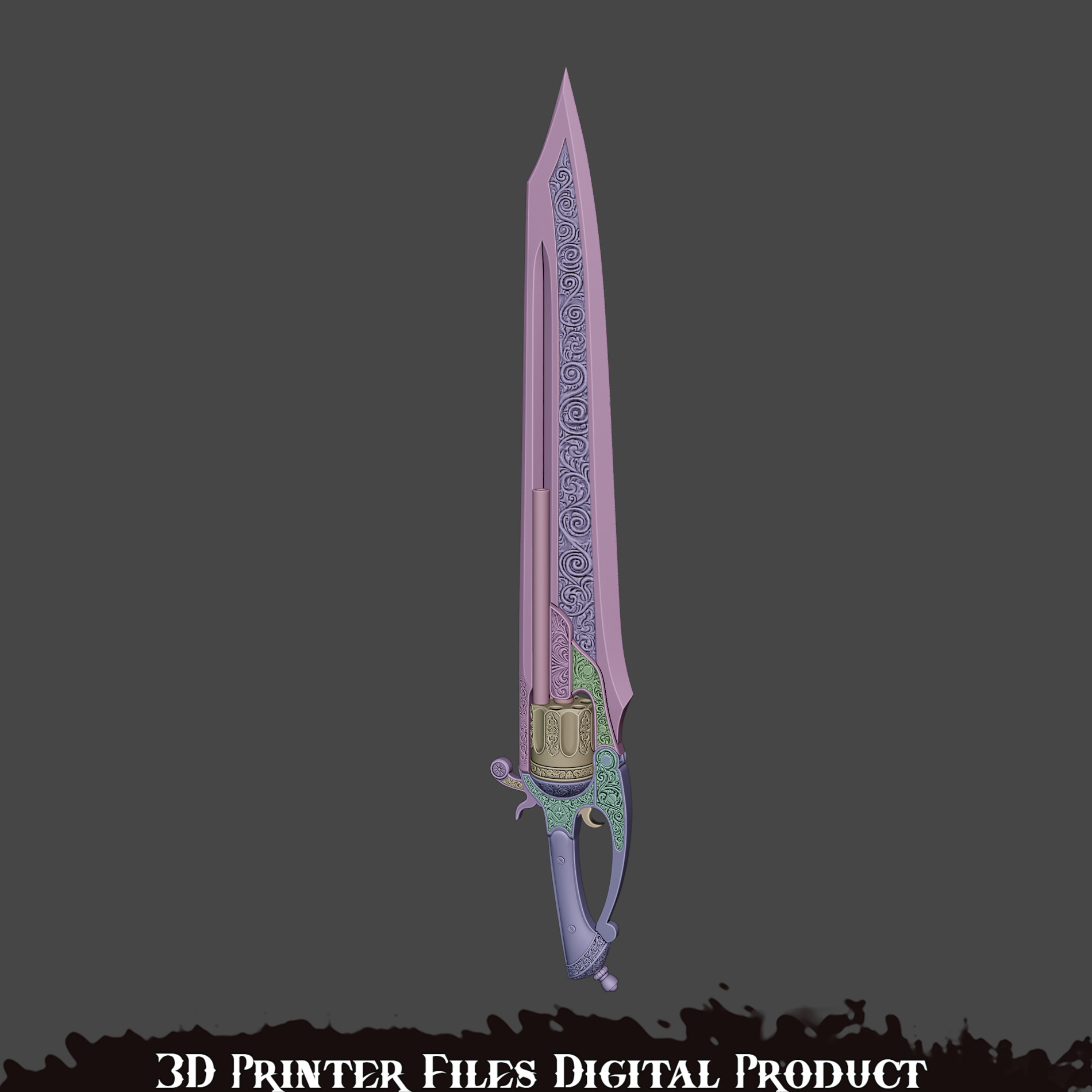 Fantasy Pale Knight Pinocchio Cosplay Gunblade Lies of P 3D print model_7
