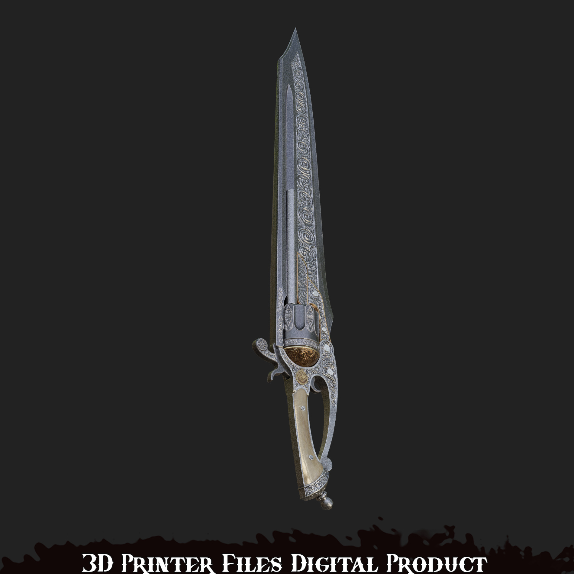 Fantasy Pale Knight Pinocchio Cosplay Gunblade Lies of P 3D print model_5