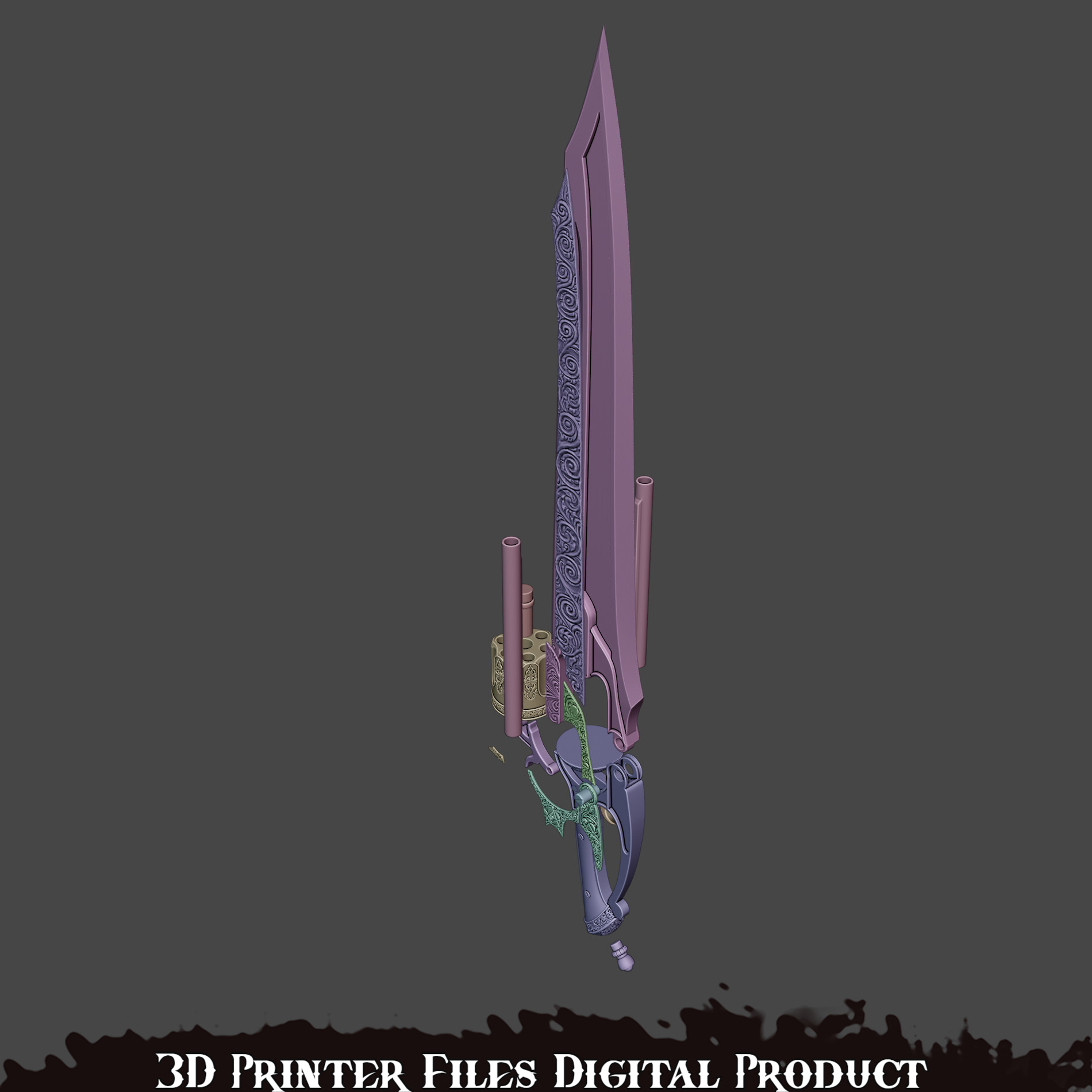 Fantasy Pale Knight Pinocchio Cosplay Gunblade Lies of P 3D print model_9