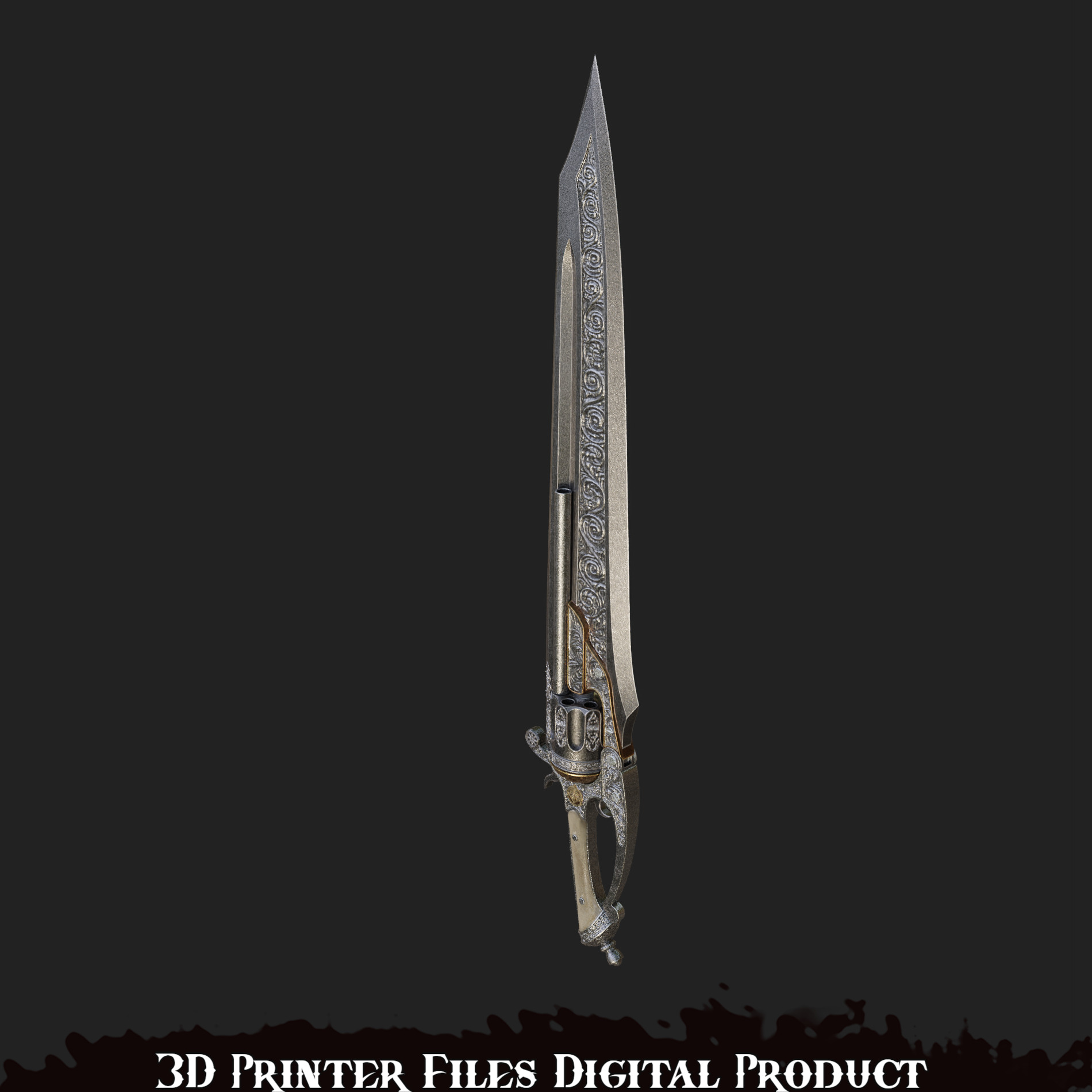 Fantasy Pale Knight Pinocchio Cosplay Gunblade Lies of P 3D print model_6