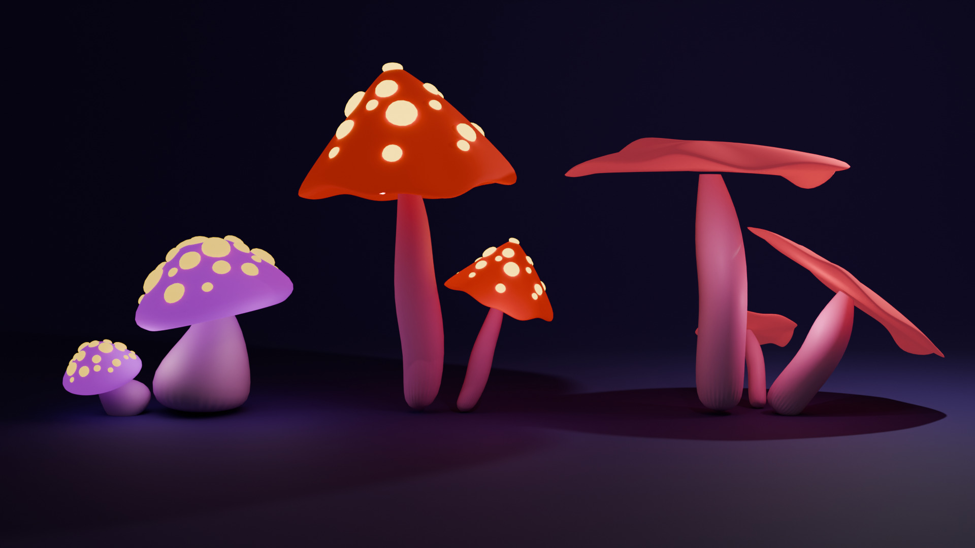 Lowpoly Mushroom Low-poly 3D model_1