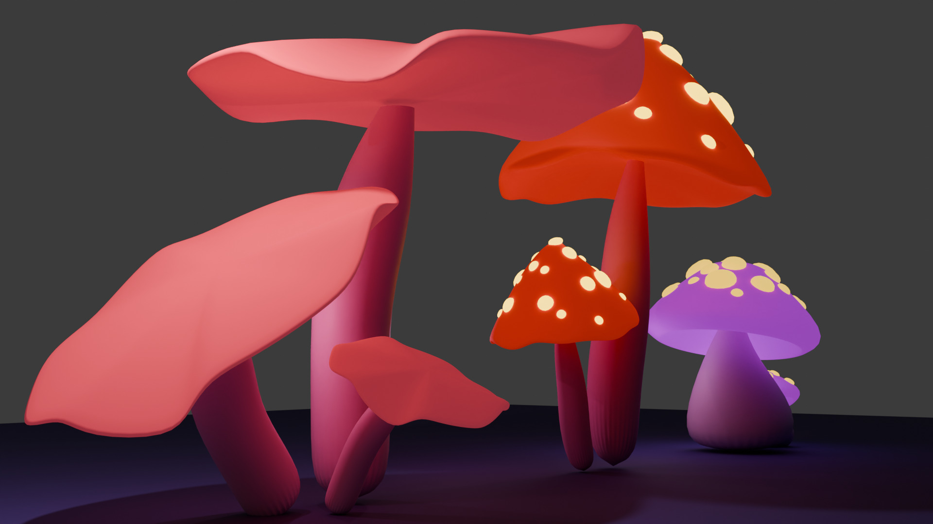Lowpoly Mushroom Low-poly 3D model_2