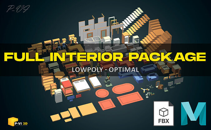 Massive Low Poly Interior Creator Pack Low-poly 3D model