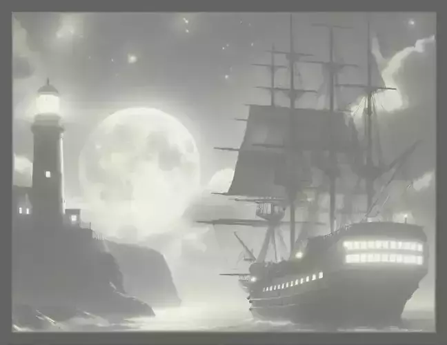 Sailboat in the night sea