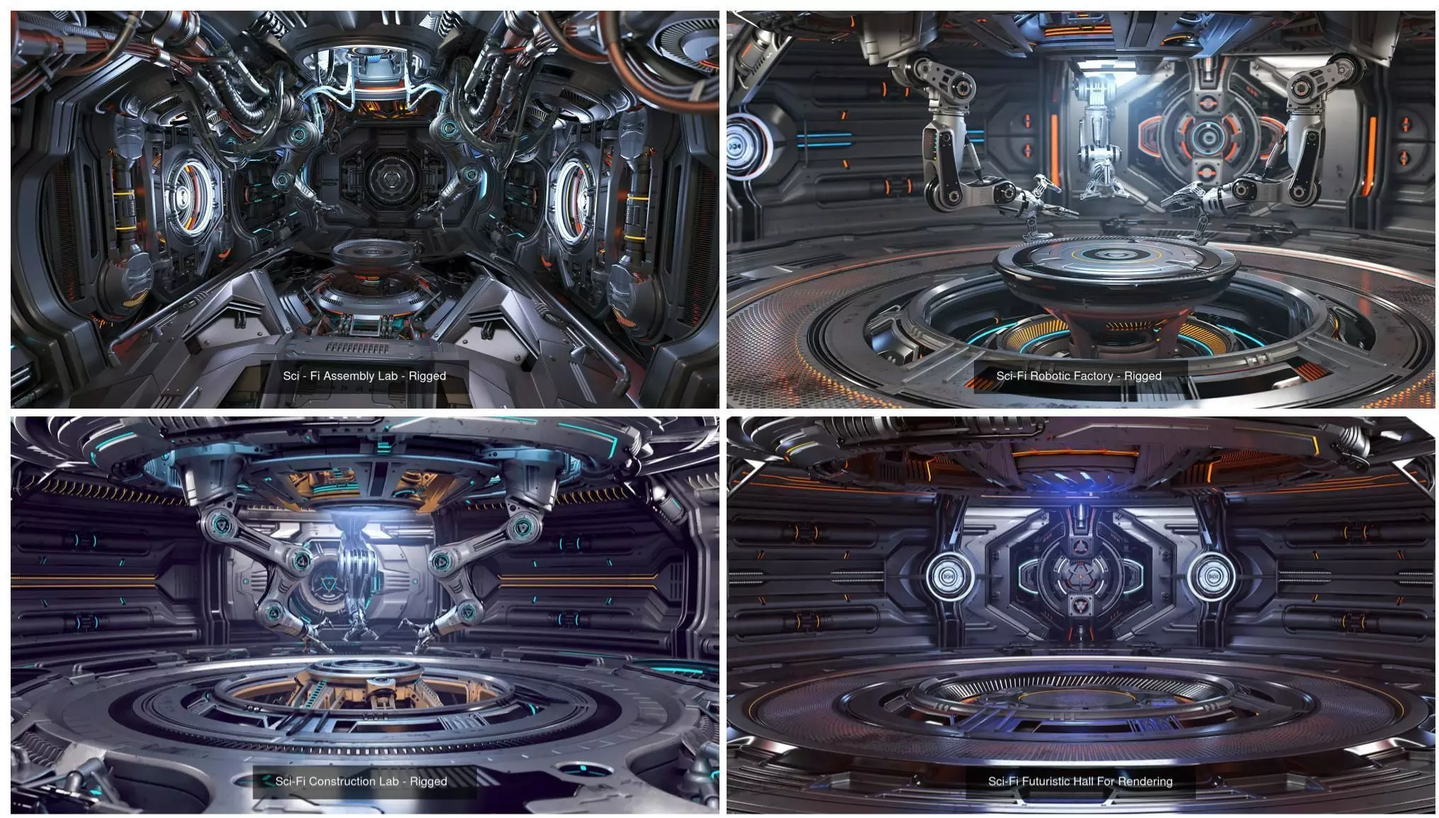 Futuristic Space Interiors Collection 4 in 1 _0