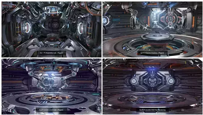 Futuristic Space Interiors Collection 4 in 1 