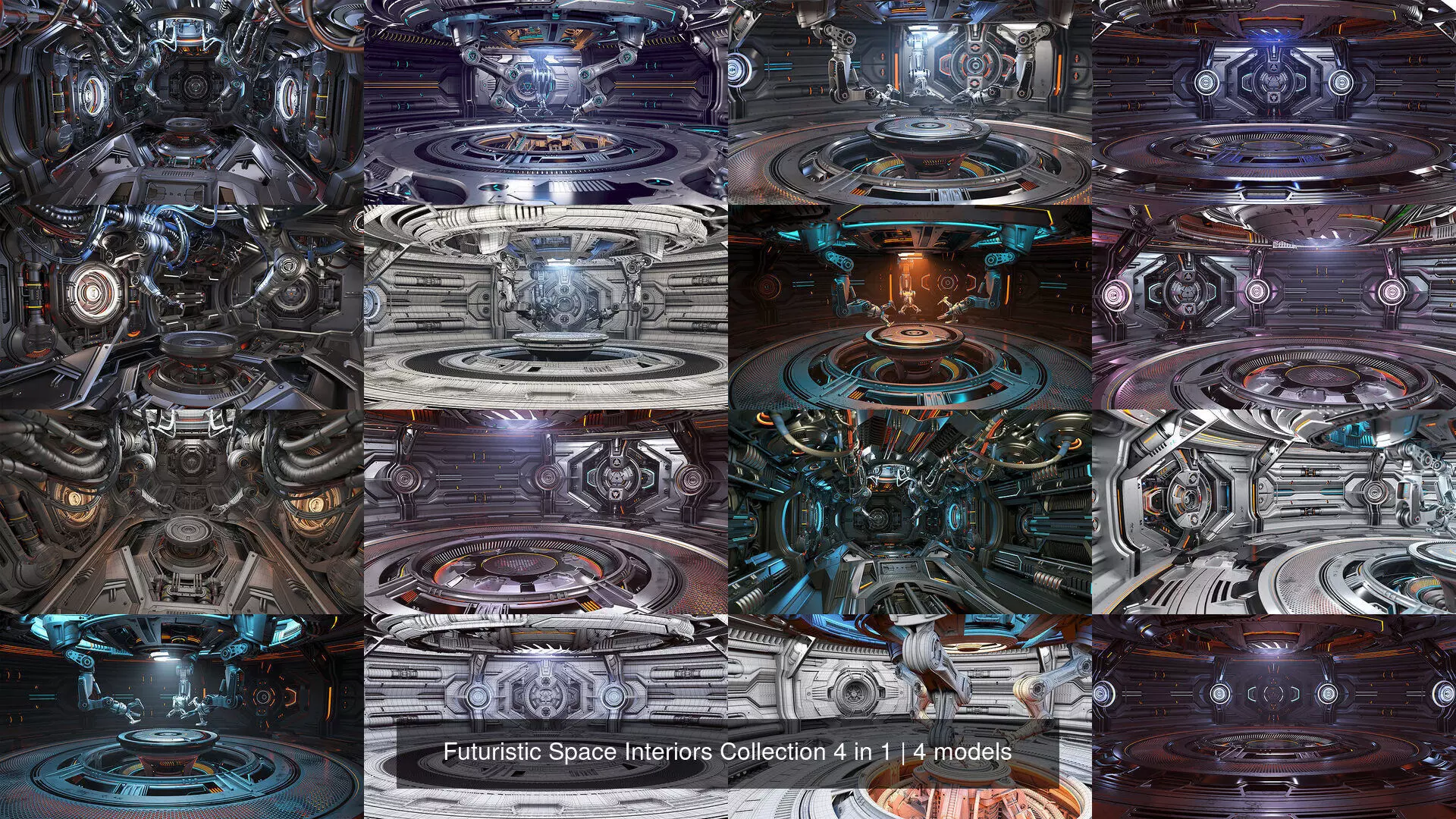 Futuristic Space Interiors Collection 4 in 1 _1