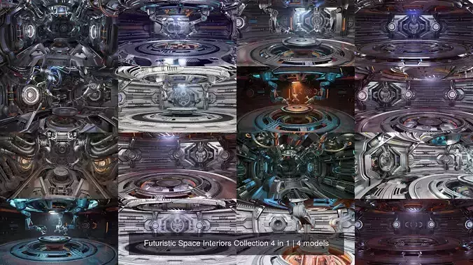 Futuristic Space Interiors Collection 4 in 1