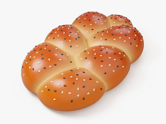 Braided Bun with Sesame Seeds 3D model