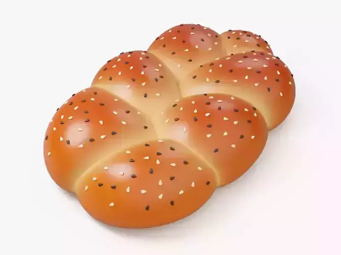 Braided Bun with Sesame Seeds 3D model