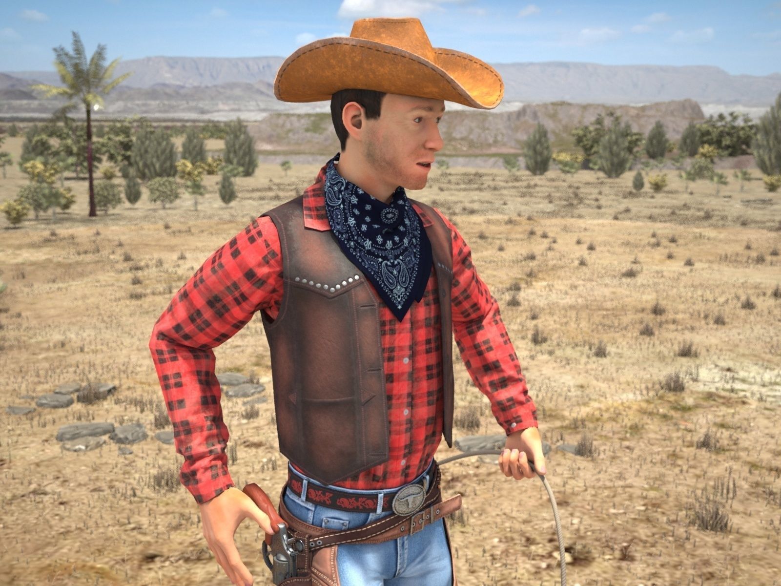 Cowboy metal shield with bull head 3D model_12