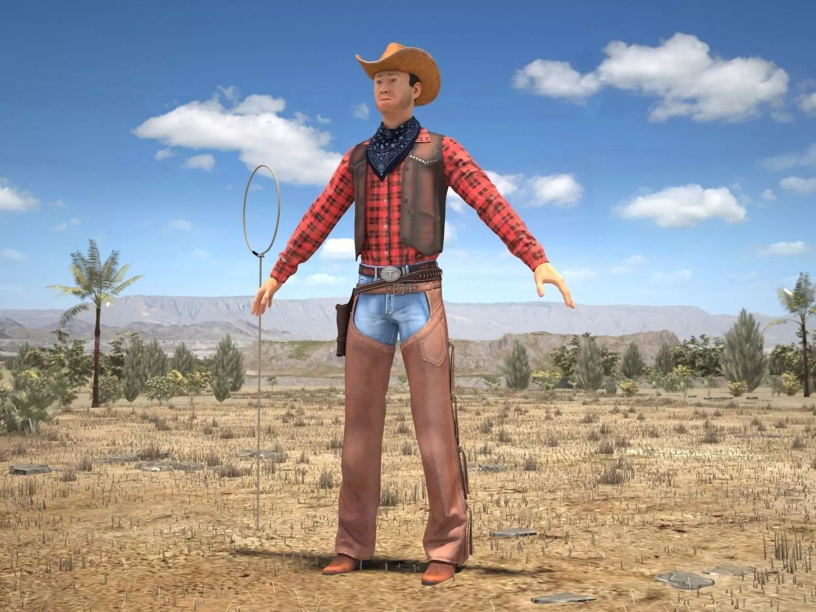 Cowboy metal shield with bull head 3D model_0