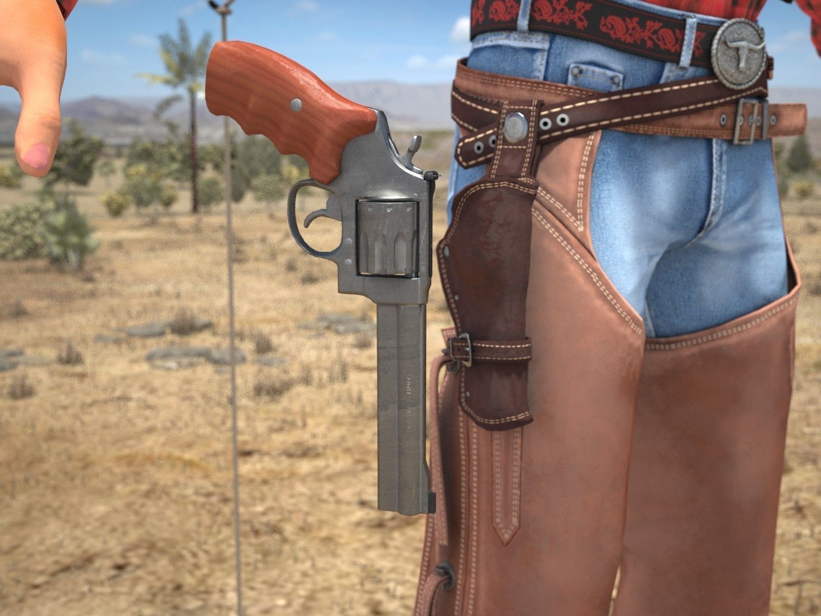 Cowboy metal shield with bull head 3D model_5