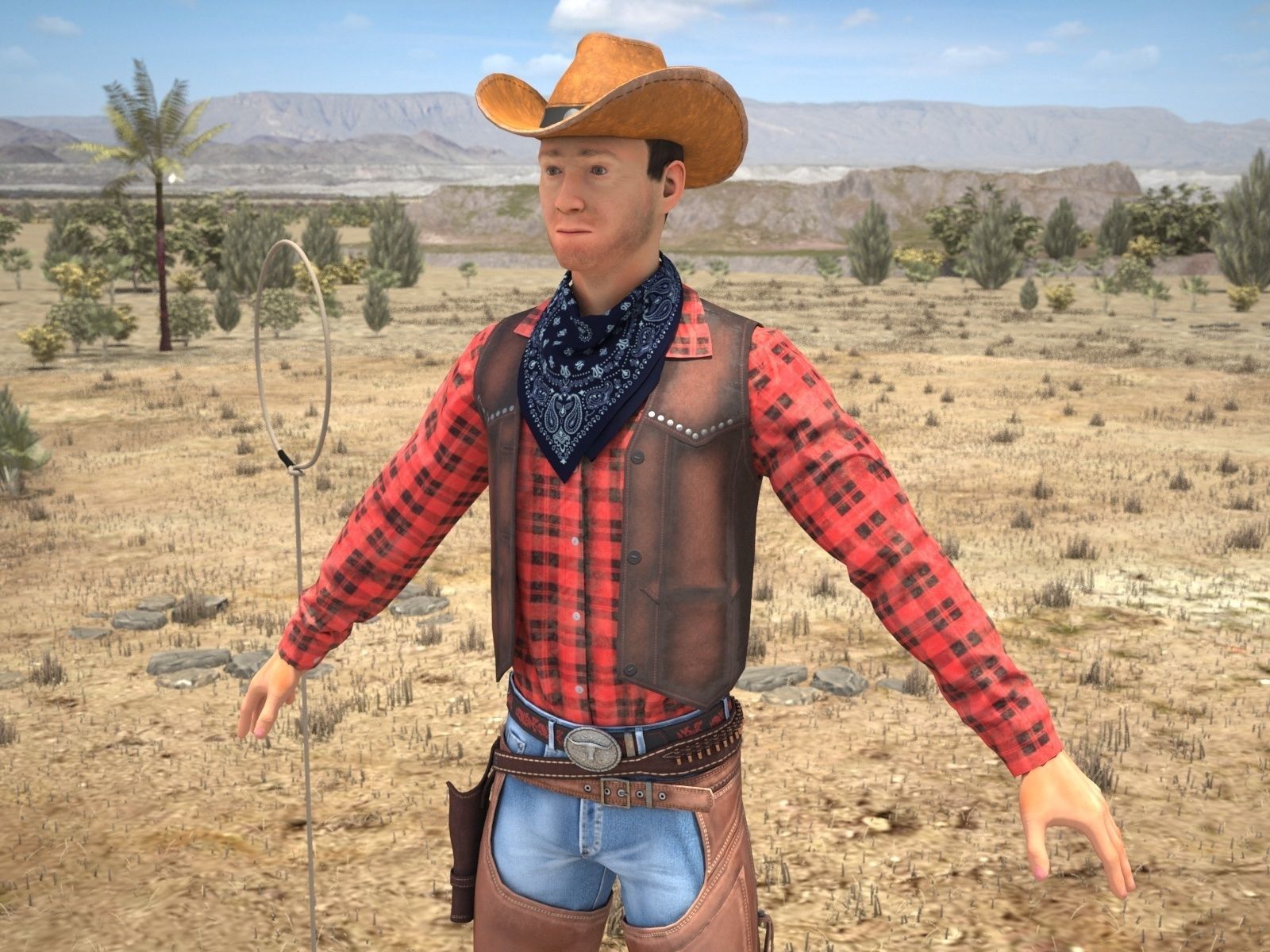 Cowboy metal shield with bull head 3D model_3