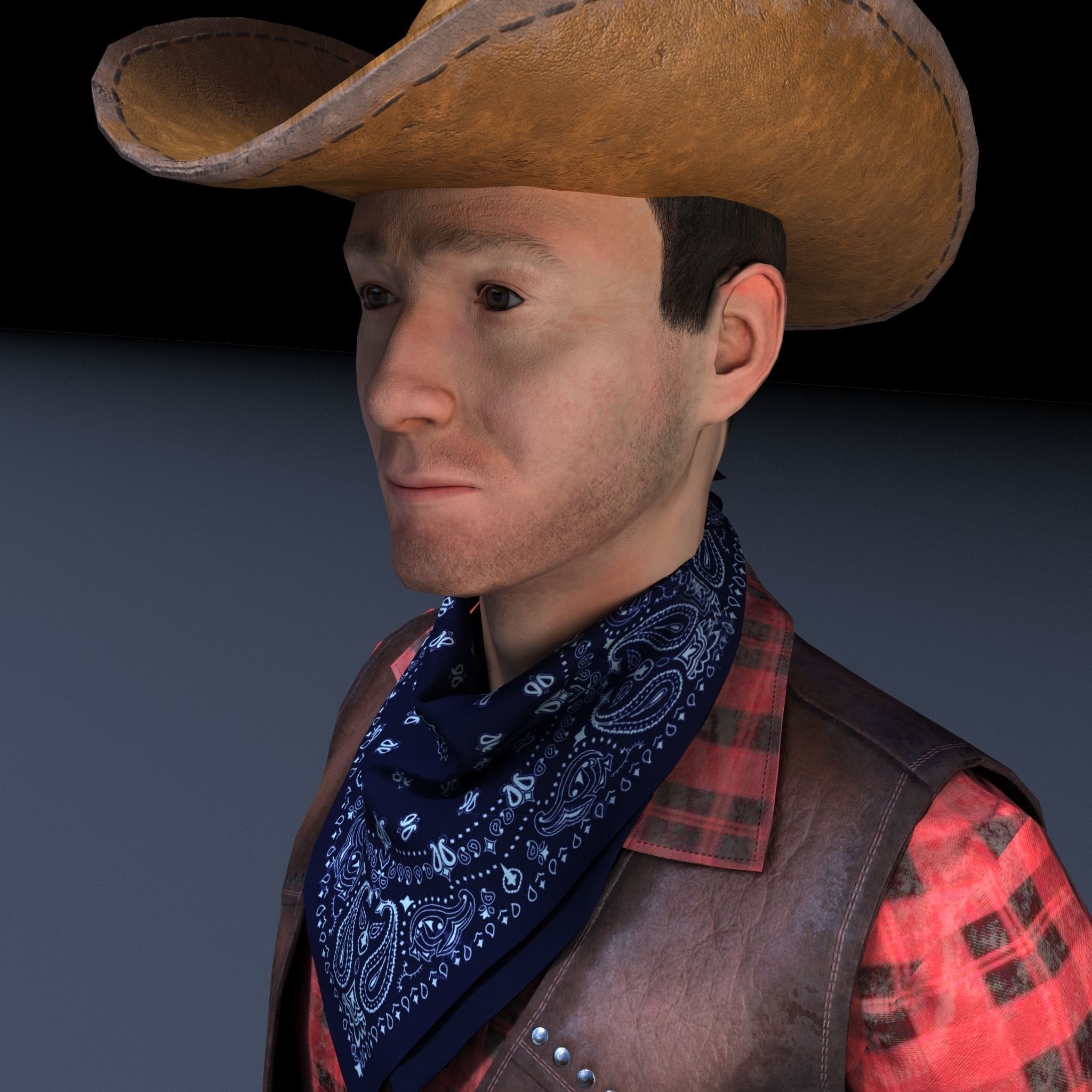 Cowboy metal shield with bull head 3D model_29