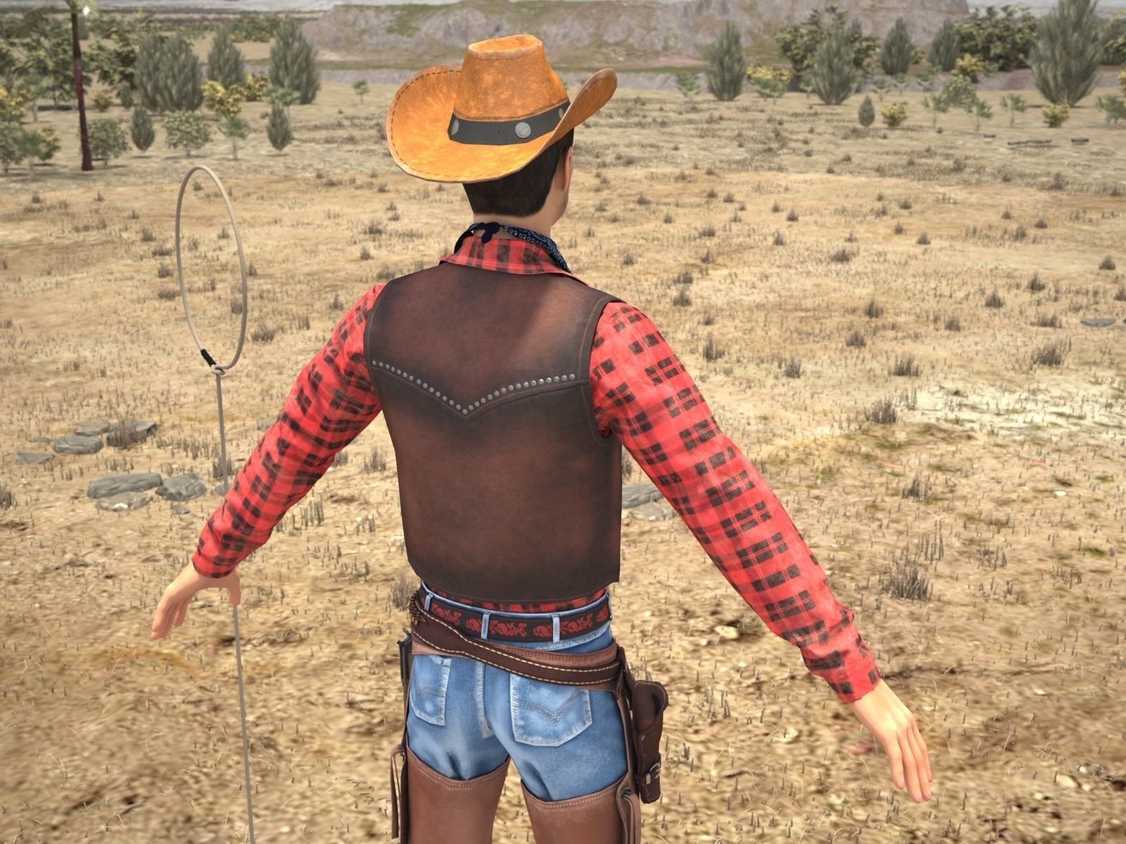 Cowboy metal shield with bull head 3D model_7