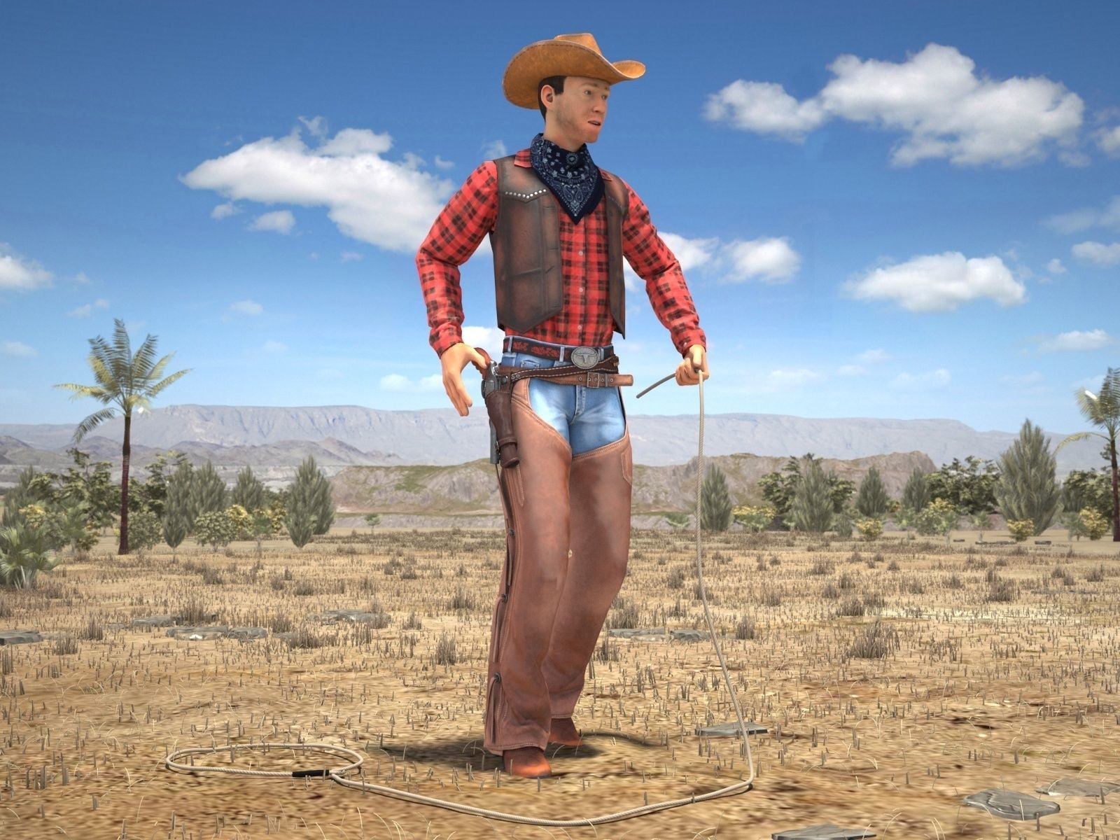 Cowboy metal shield with bull head 3D model_8