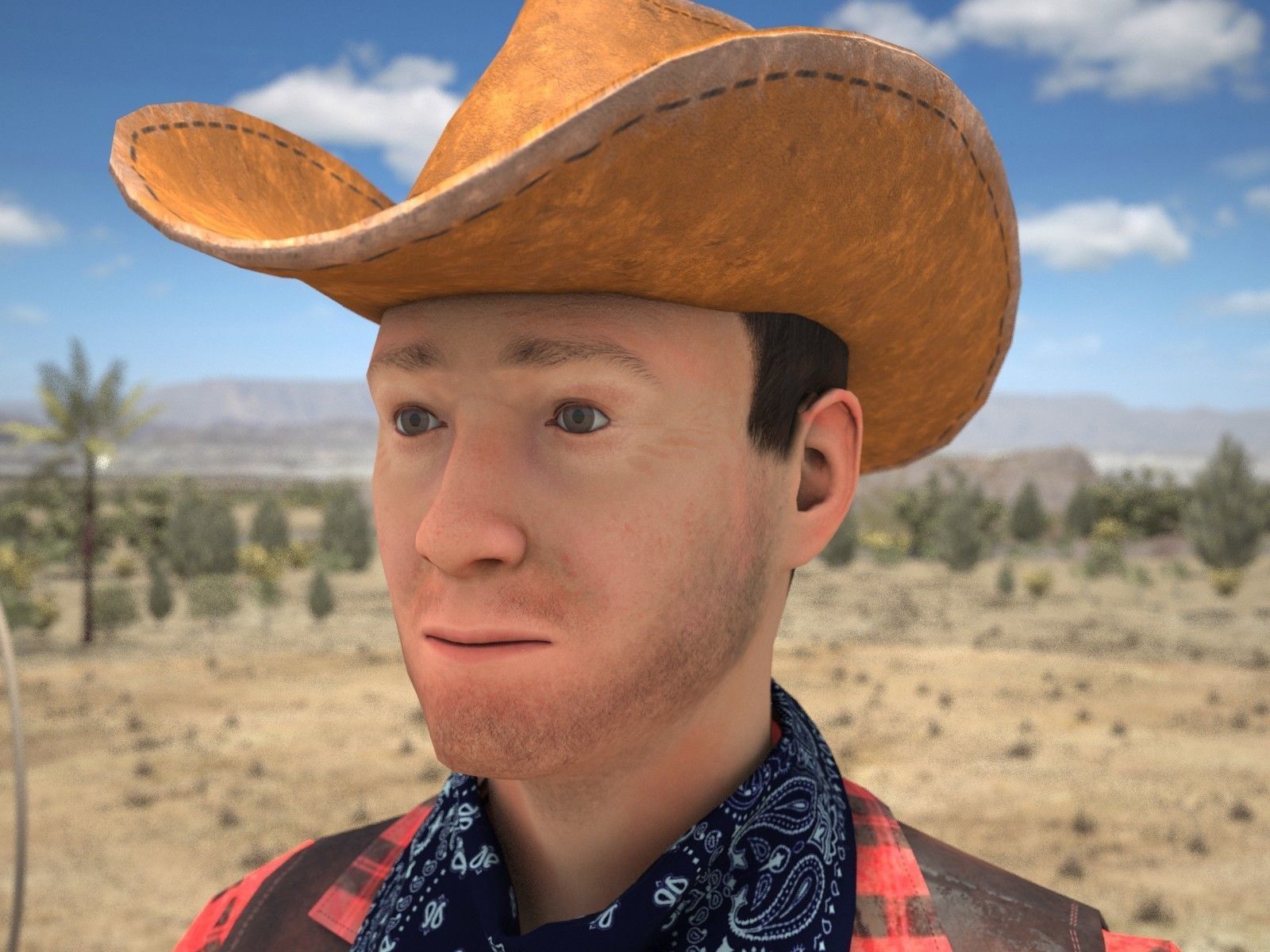 Cowboy metal shield with bull head 3D model_1