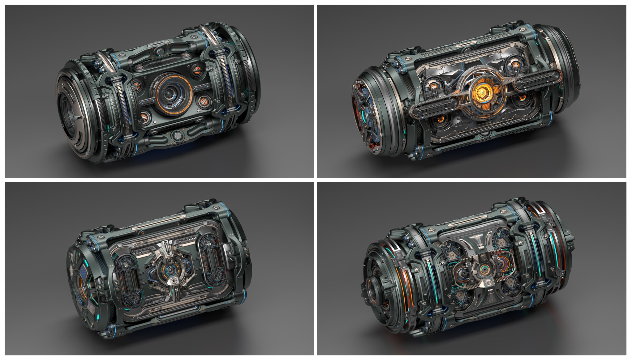 Sci-Fi Hard Surface Kitbash Set - 4 in 1 3D Model Collection_2