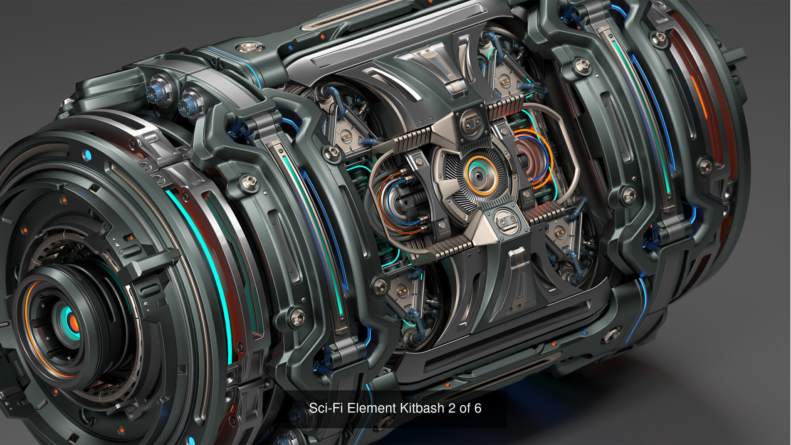 Sci-Fi Hard Surface Kitbash Set - 4 in 1 3D Model Collection_3