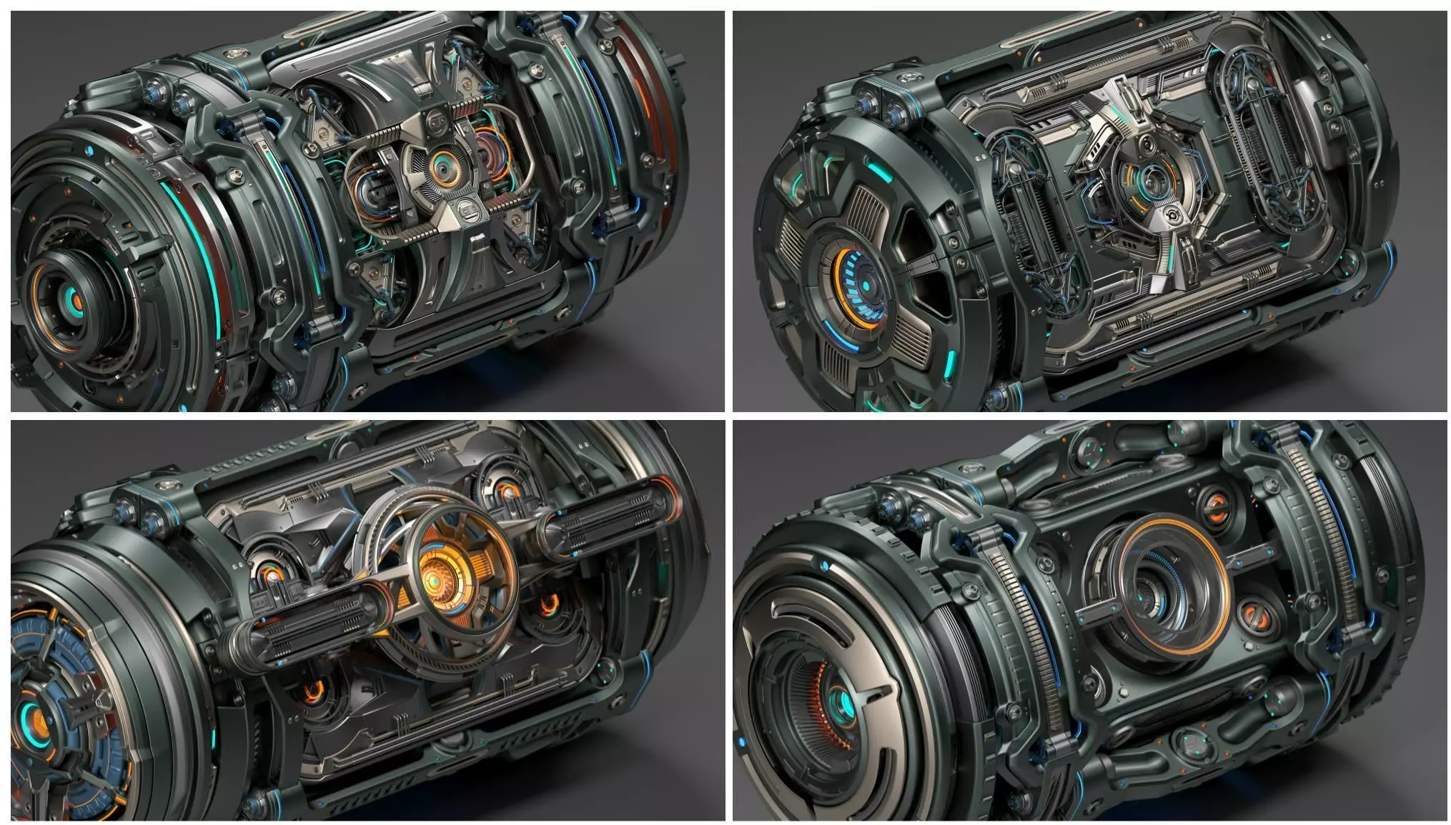 Sci-Fi Hard Surface Kitbash Set - 4 in 1 3D Model Collection_0