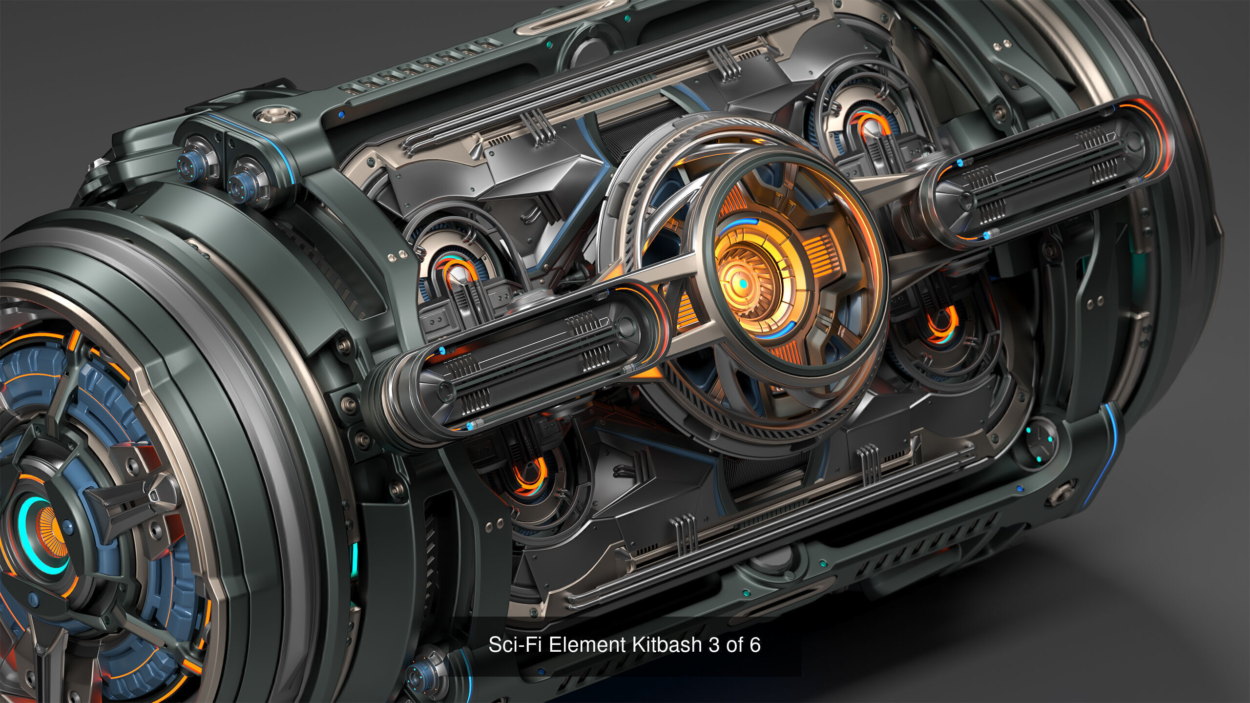 Sci-Fi Hard Surface Kitbash Set - 4 in 1 3D Model Collection_4