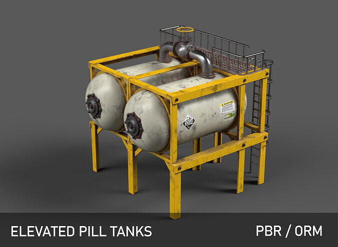Pill Tanks Industrial Liquid Storage Game-Ready 3D Model Low-poly 3D model
