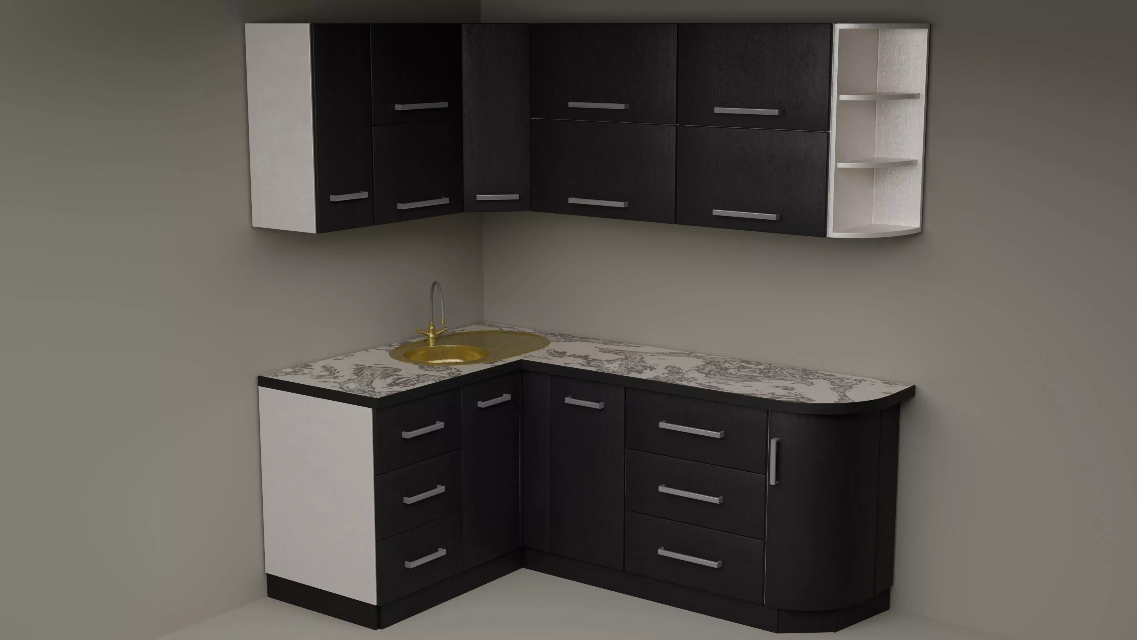 Kitchen Low-poly 3D model_0