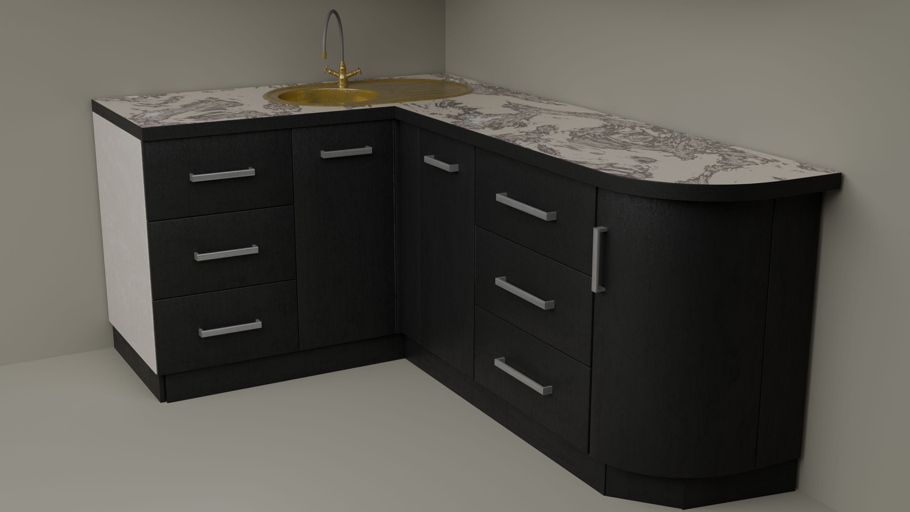 Kitchen Low-poly 3D model_1