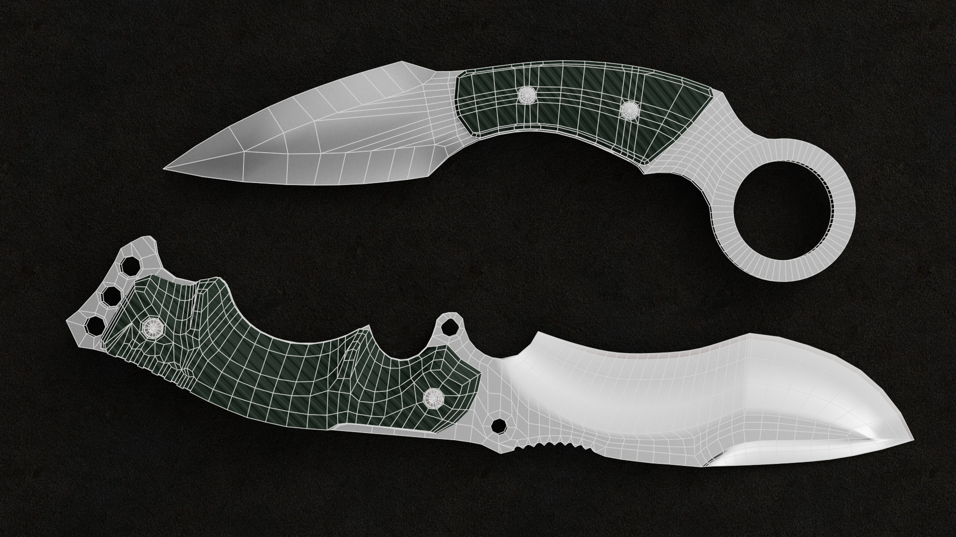 Tactical Blades Pack - Karambit and Combat Knife Free low-poly 3D model_3