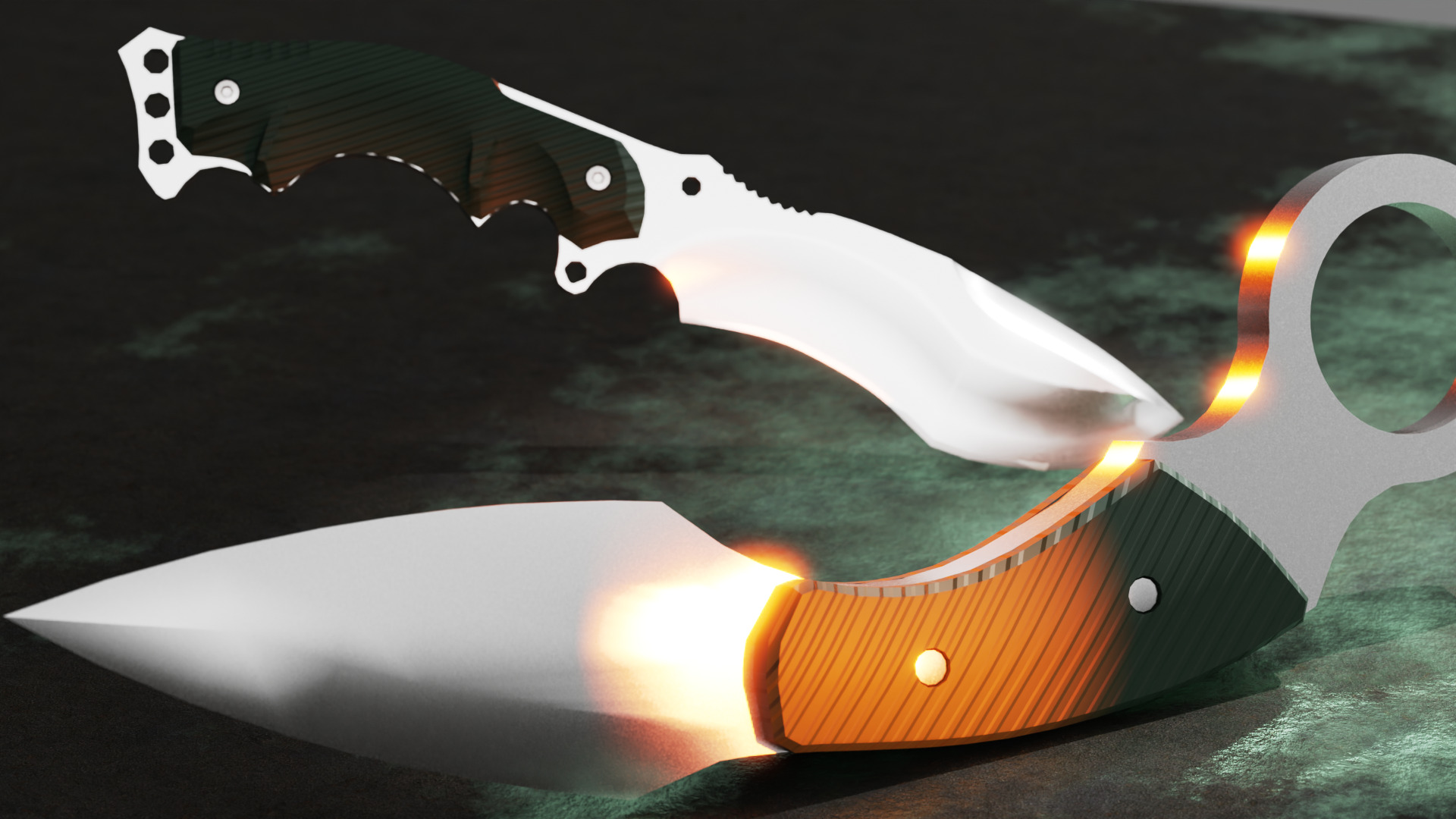 Tactical Blades Pack - Karambit and Combat Knife Free low-poly 3D model_2
