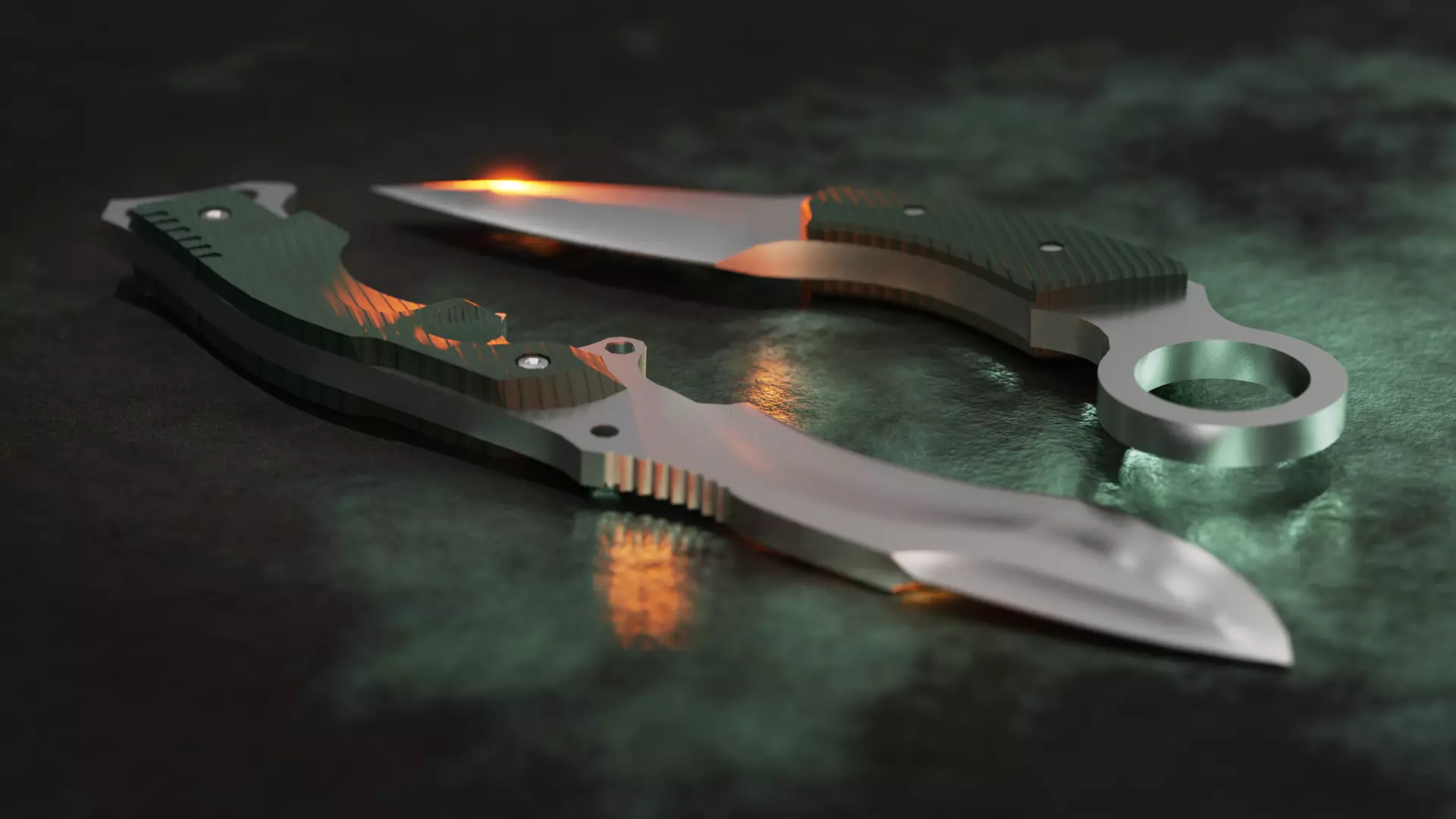 Tactical Blades Pack - Karambit and Combat Knife Free low-poly 3D model_0